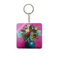 Flores de la Casita Rosa — Colorful Vase Art Key Ring