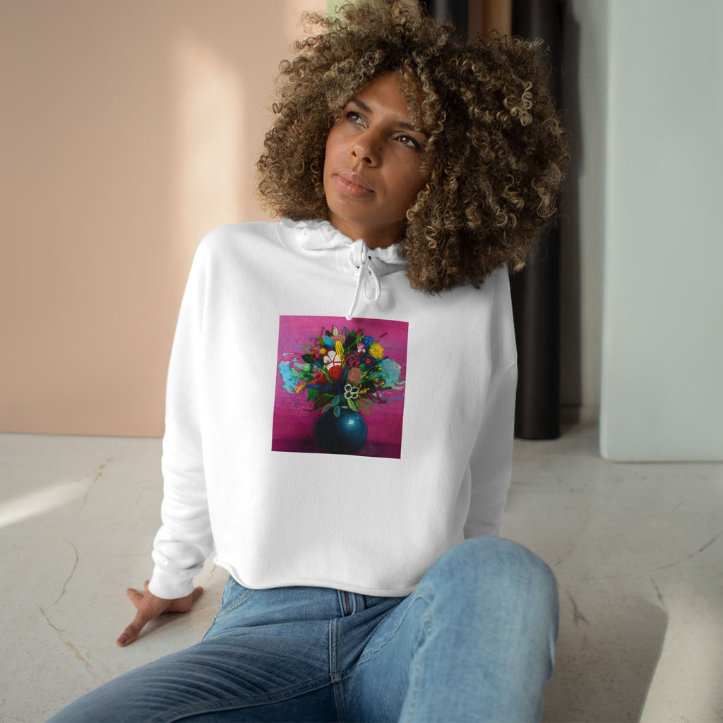 Flores de la Casita Rosa Crop Hoodie