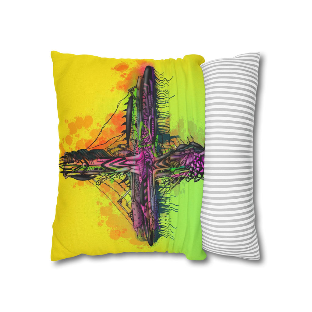Vibrant Graffiti Cross Square Pillowcase