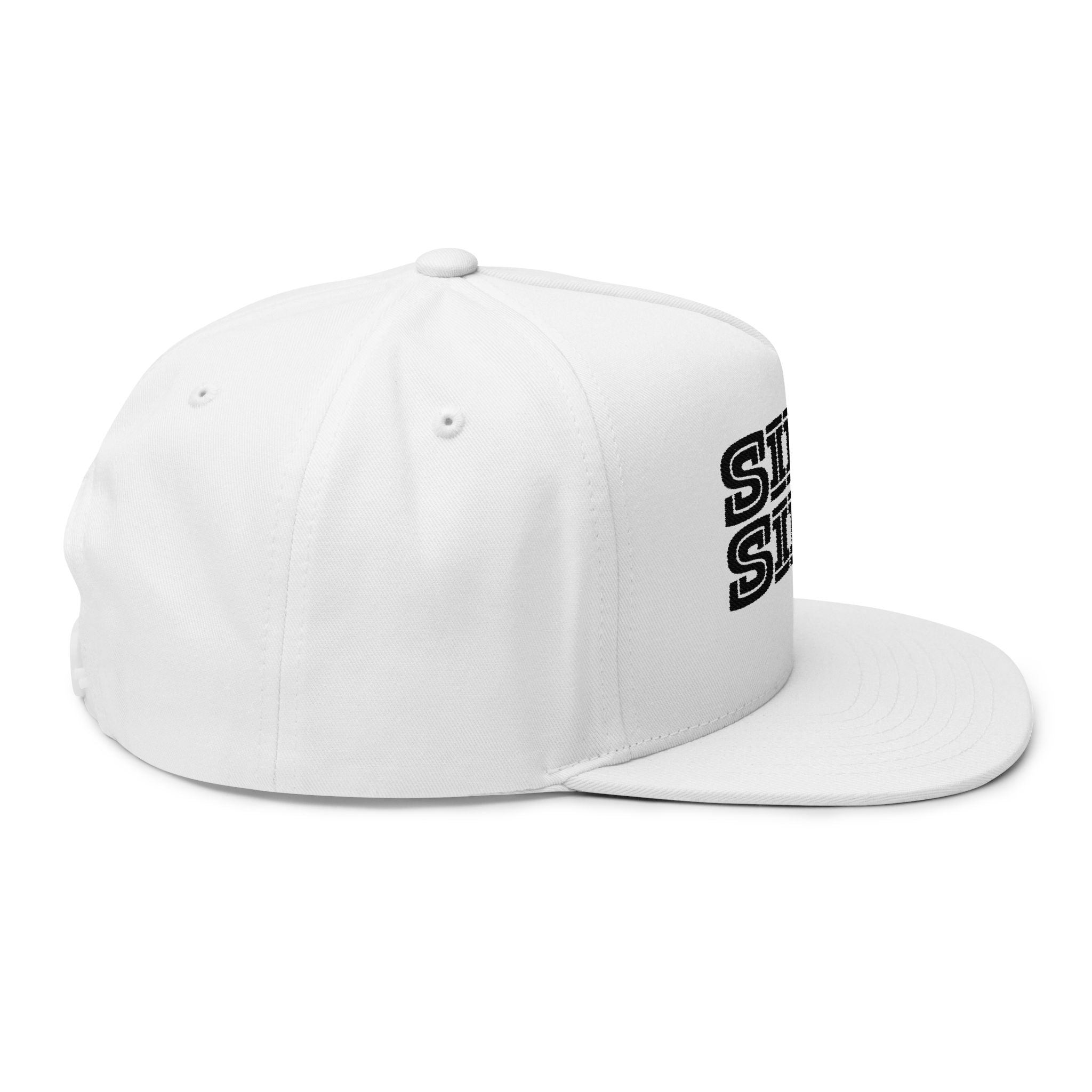 Sino Sino Embroidered Flat Bill Cap — Retro Stacked Logo Snapback