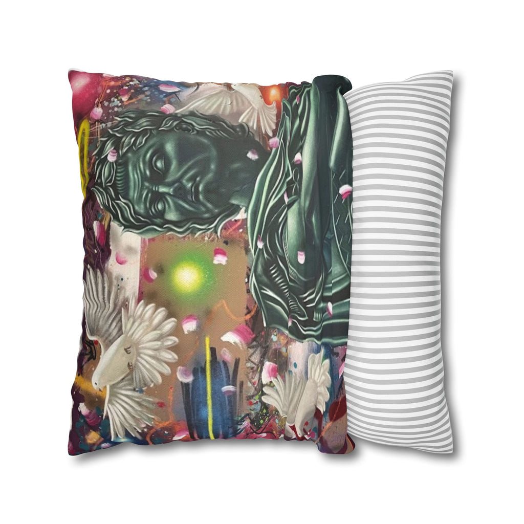 Classical Statue & Doves Decorative Pillowcase — Artistic Surreal Throw Pillow Cover