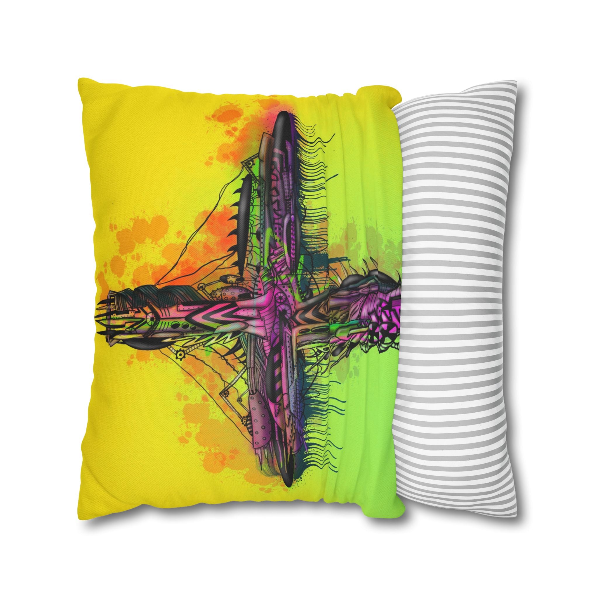 Vibrant Graffiti Cross Square Pillowcase