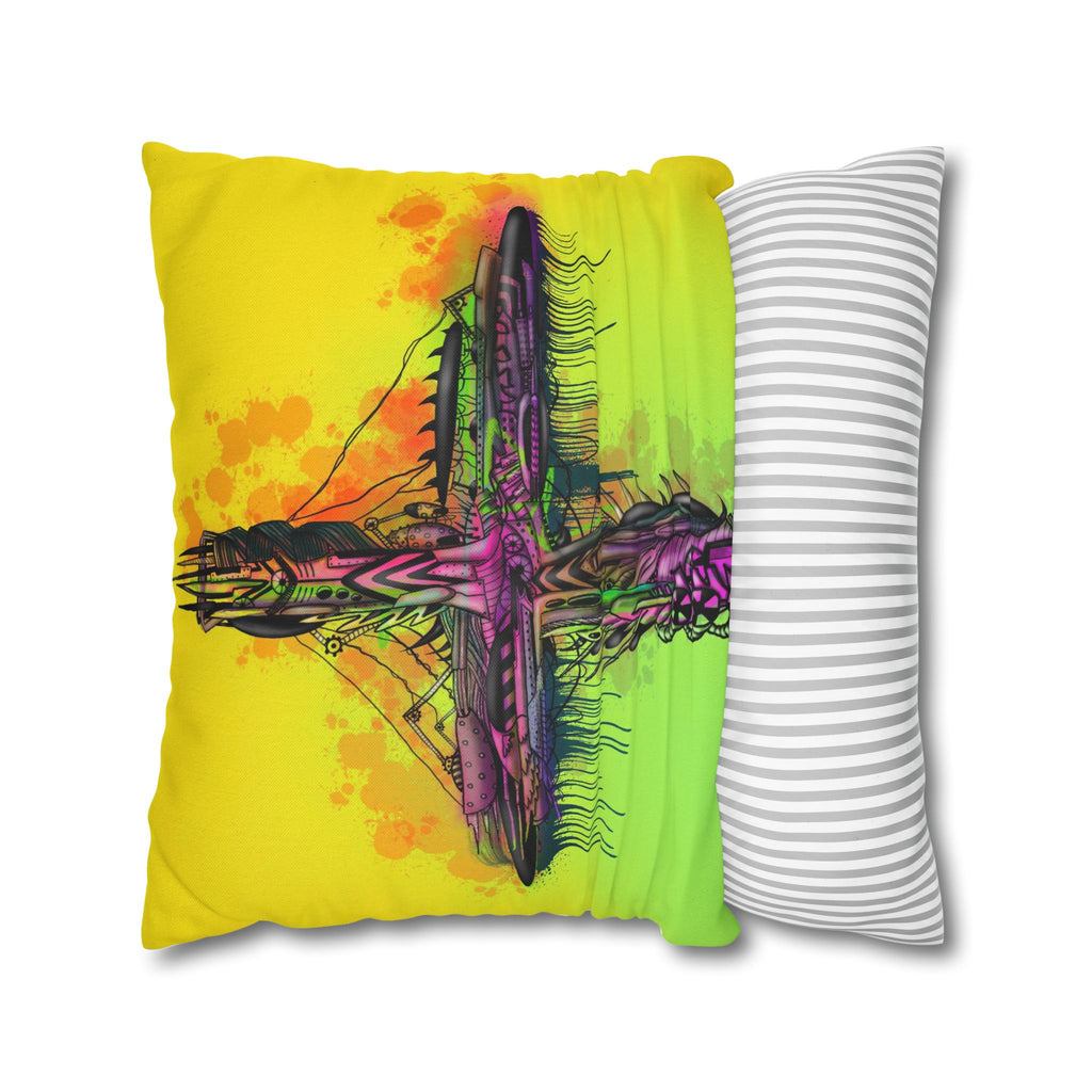 Vibrant Graffiti Cross Square Pillowcase