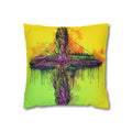 Vibrant Graffiti Cross Square Pillowcase
