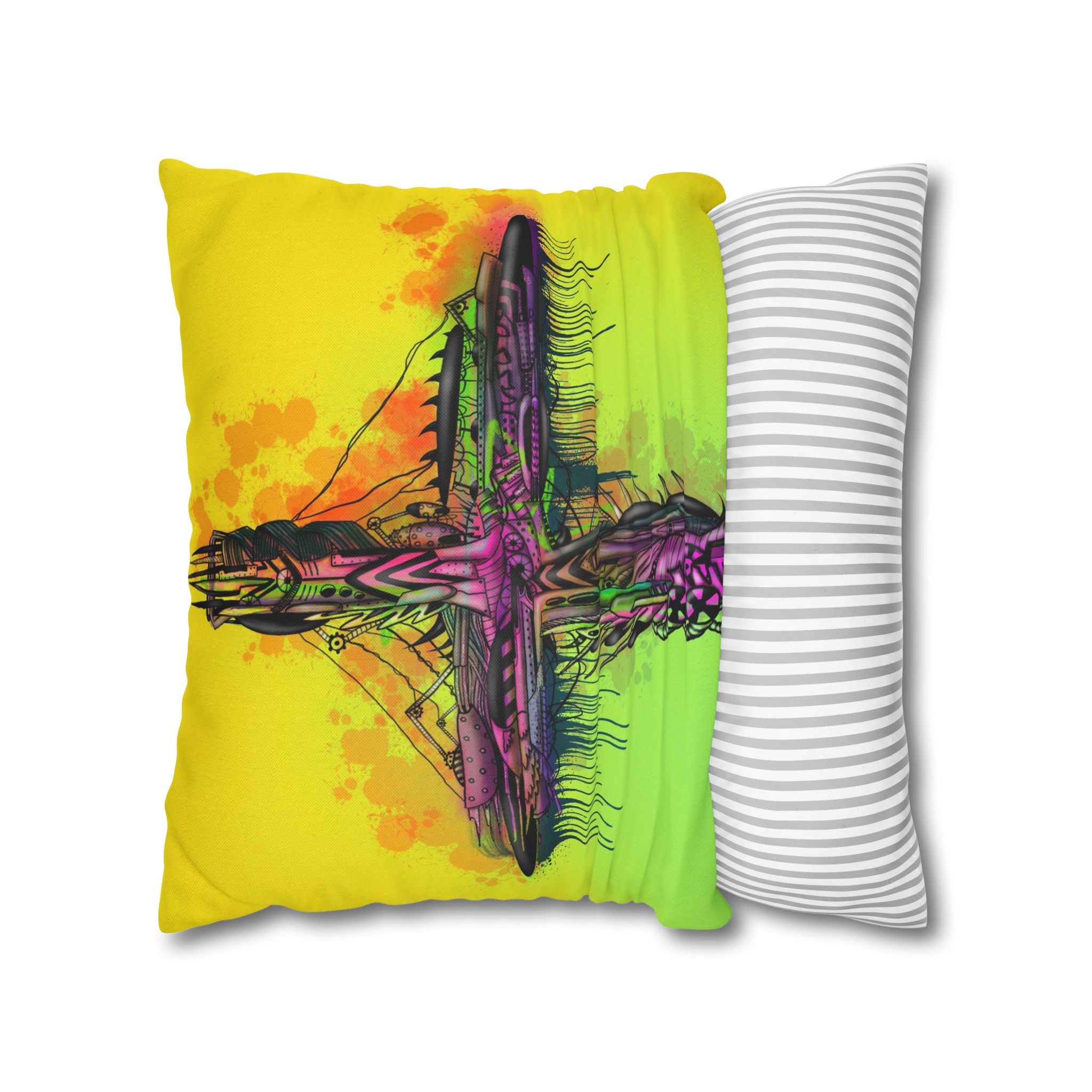 Vibrant Graffiti Cross Square Pillowcase