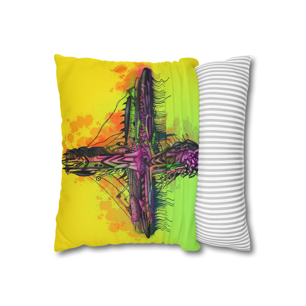 Vibrant Graffiti Cross Square Pillowcase