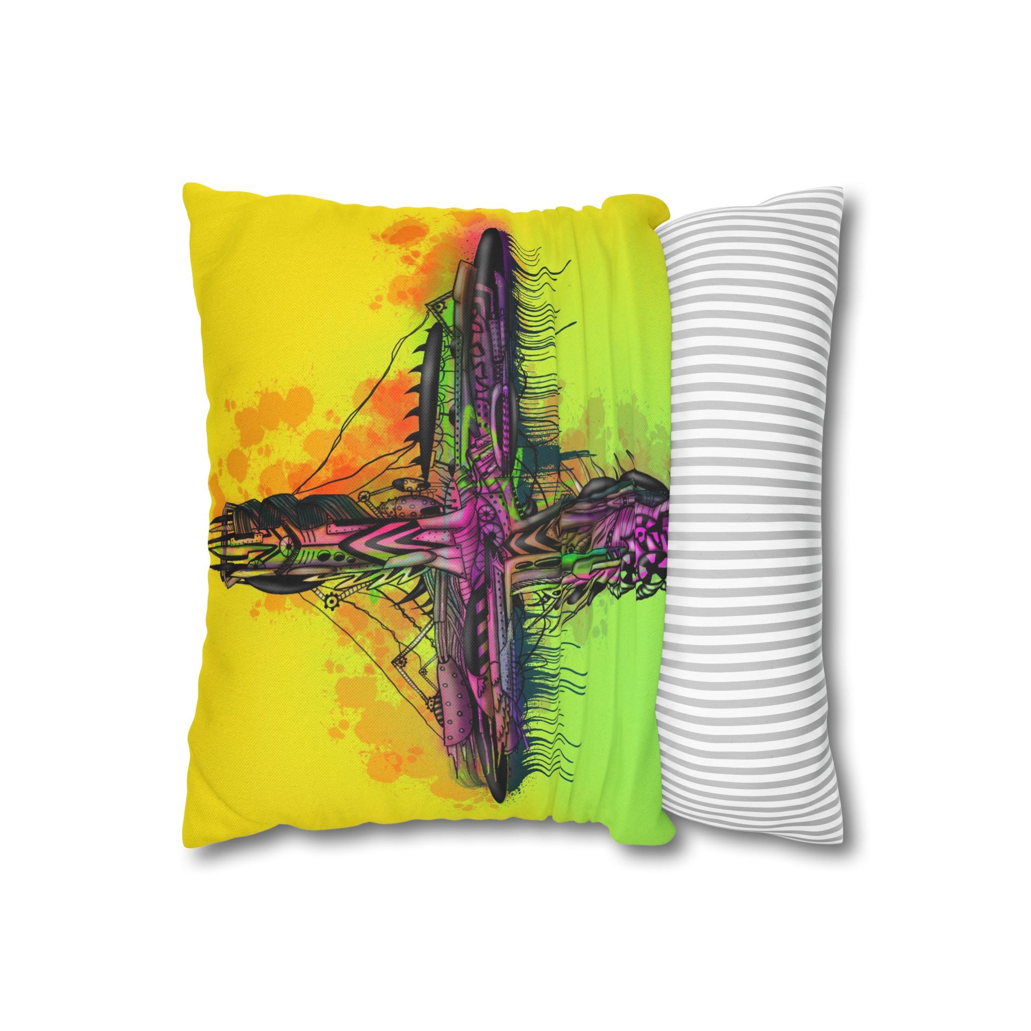 Vibrant Graffiti Cross Square Pillowcase