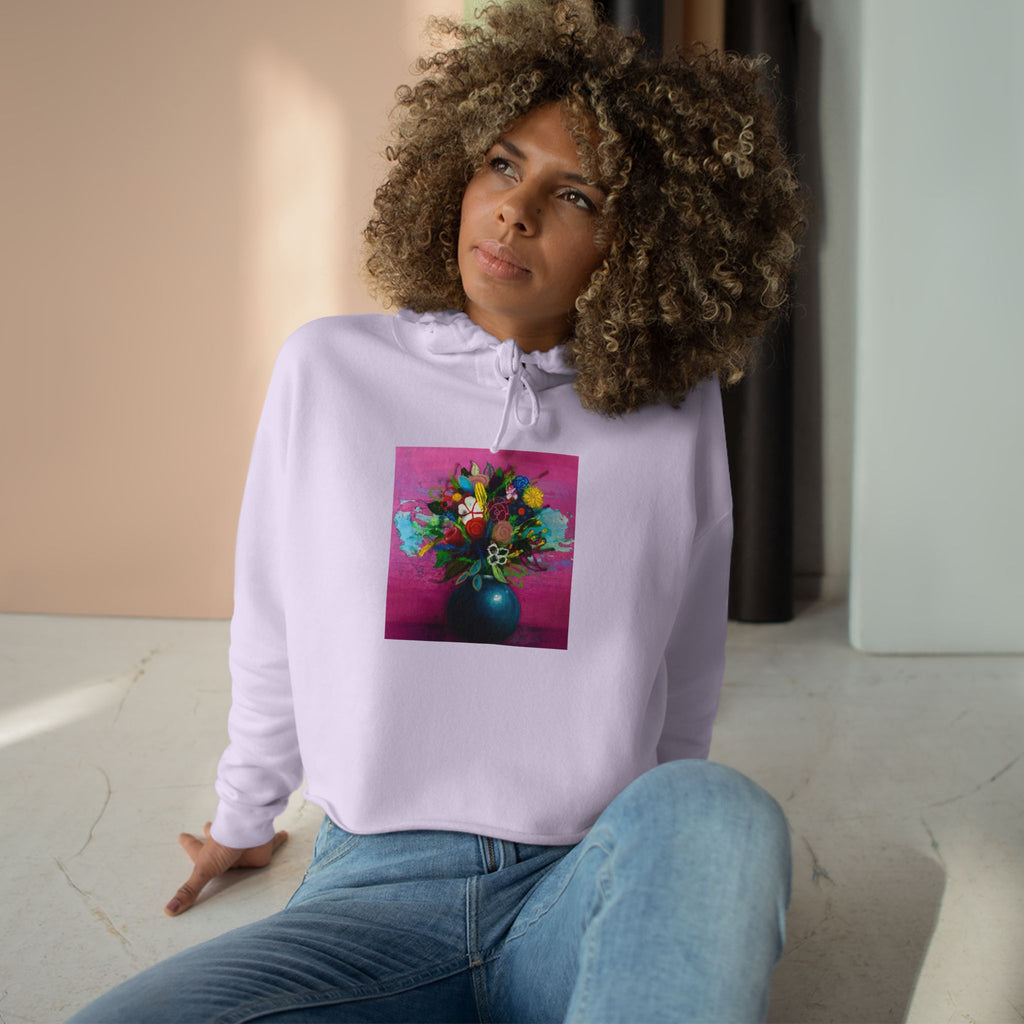 Flores de la Casita Rosa Crop Hoodie