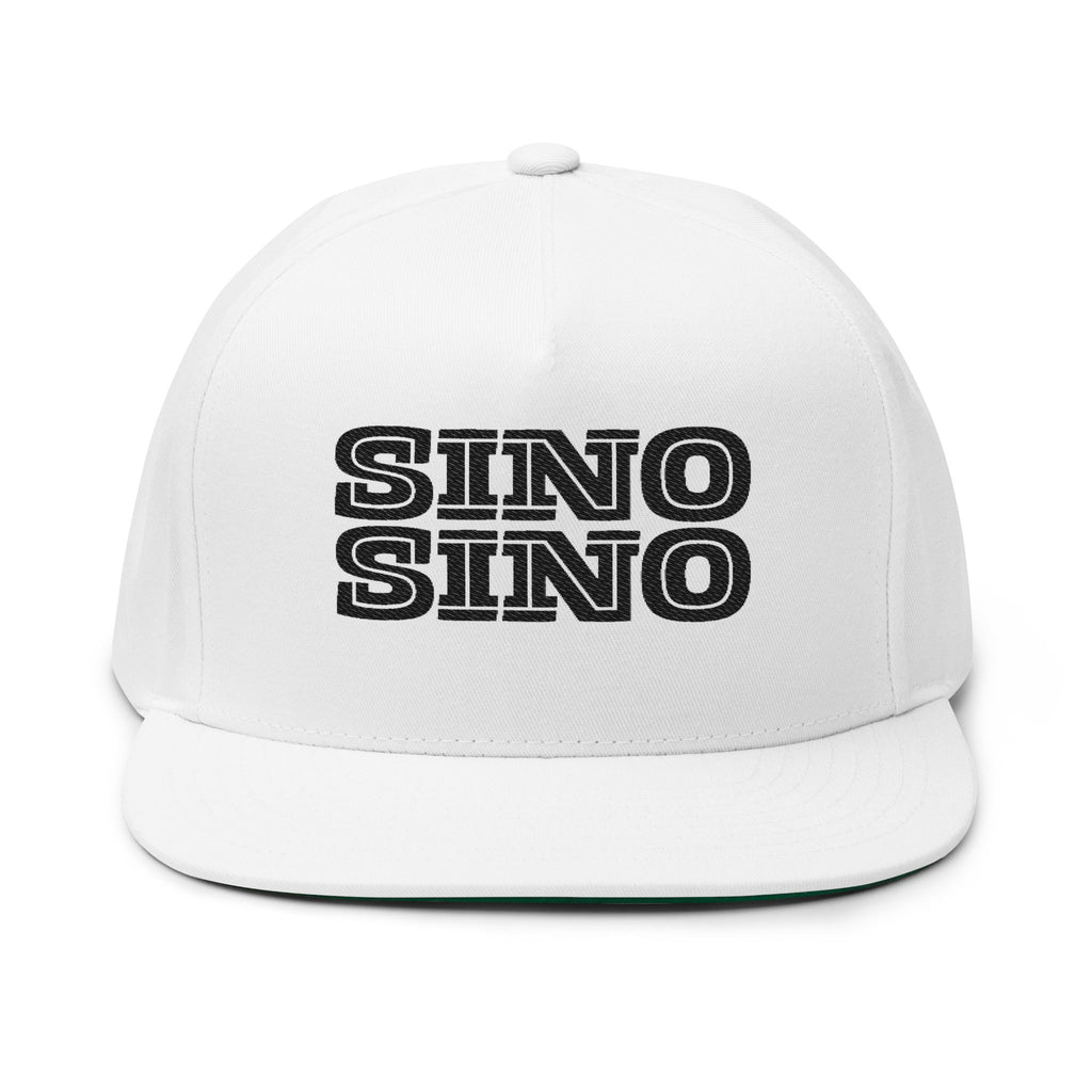 Sino Sino Embroidered Flat Bill Cap — Retro Stacked Logo Snapback