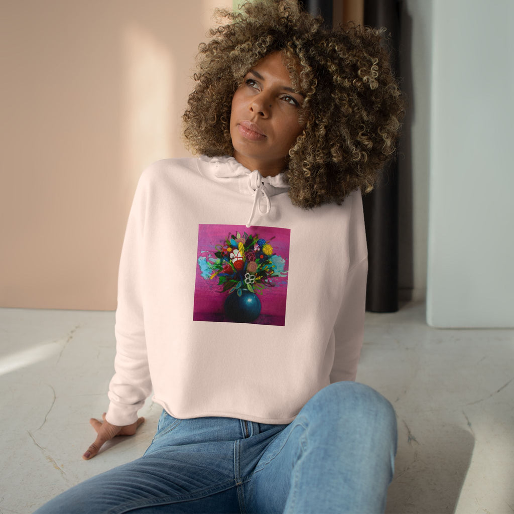 Flores de la Casita Rosa Crop Hoodie